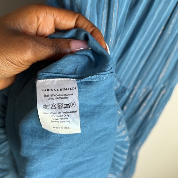 KARINA GRIMALDI Dafne One Shoulder Maxi Dress in Blue Small - Picture 12 of 15